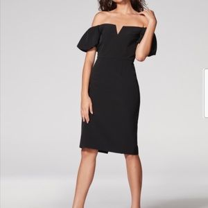 Vince Camuto Sleek Black Off Shoulder Sheath Dress